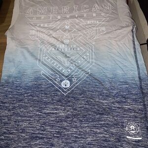 American Fighter Premium Shirt Mens Size Large Gray & Blue Short Sleeve
